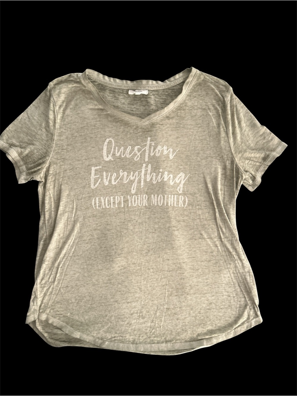 Maurices Light olive V-Neck Graphic Tee - White Script